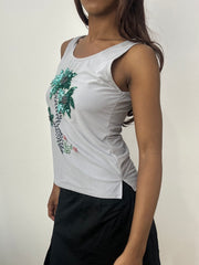 BEST PICKS | small blue tank top with palm tree sequin detail