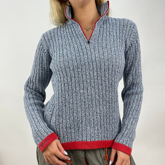 GORPCORE DROP | medium blue knit quarter zip jumper