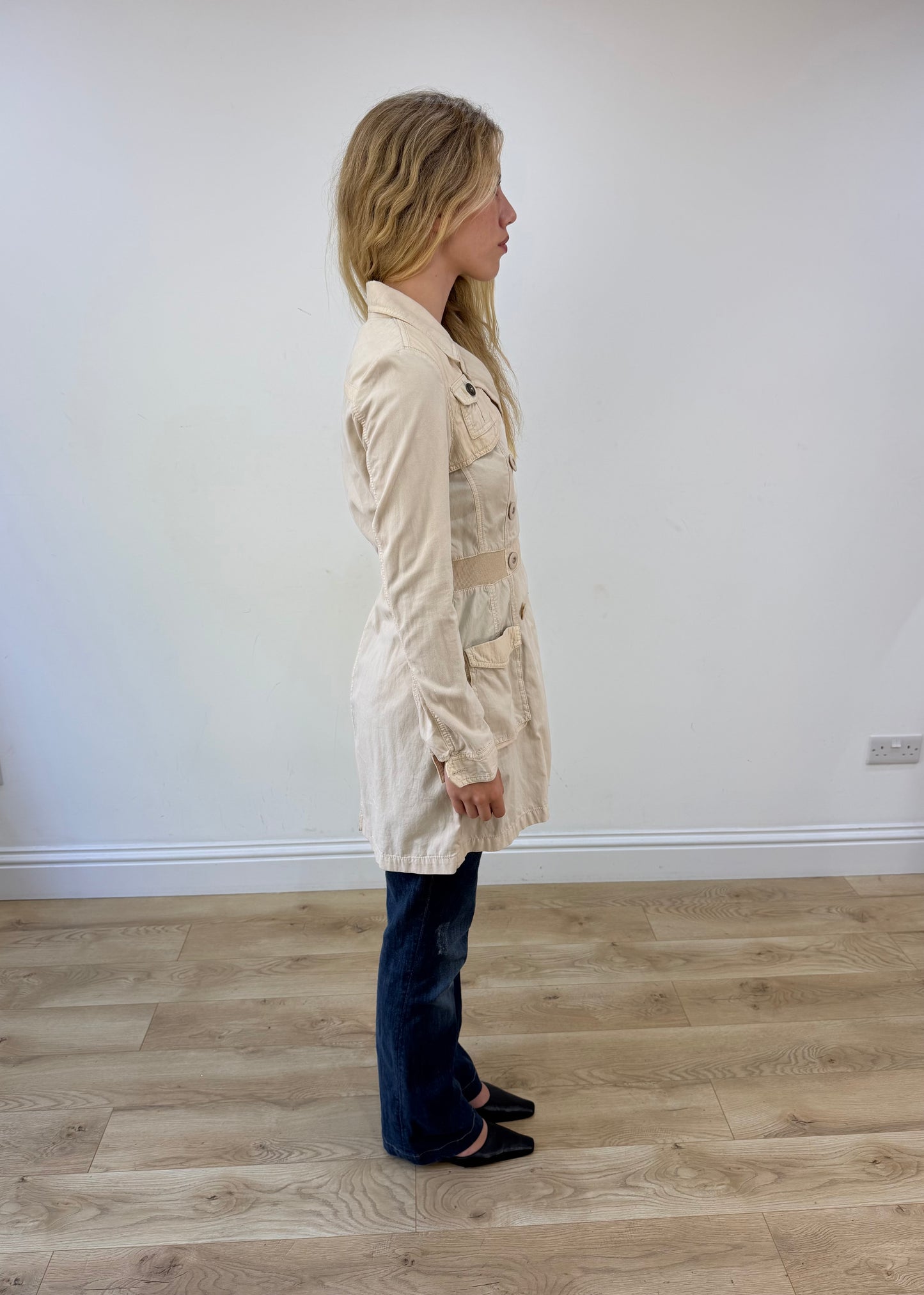 small beige trench coat