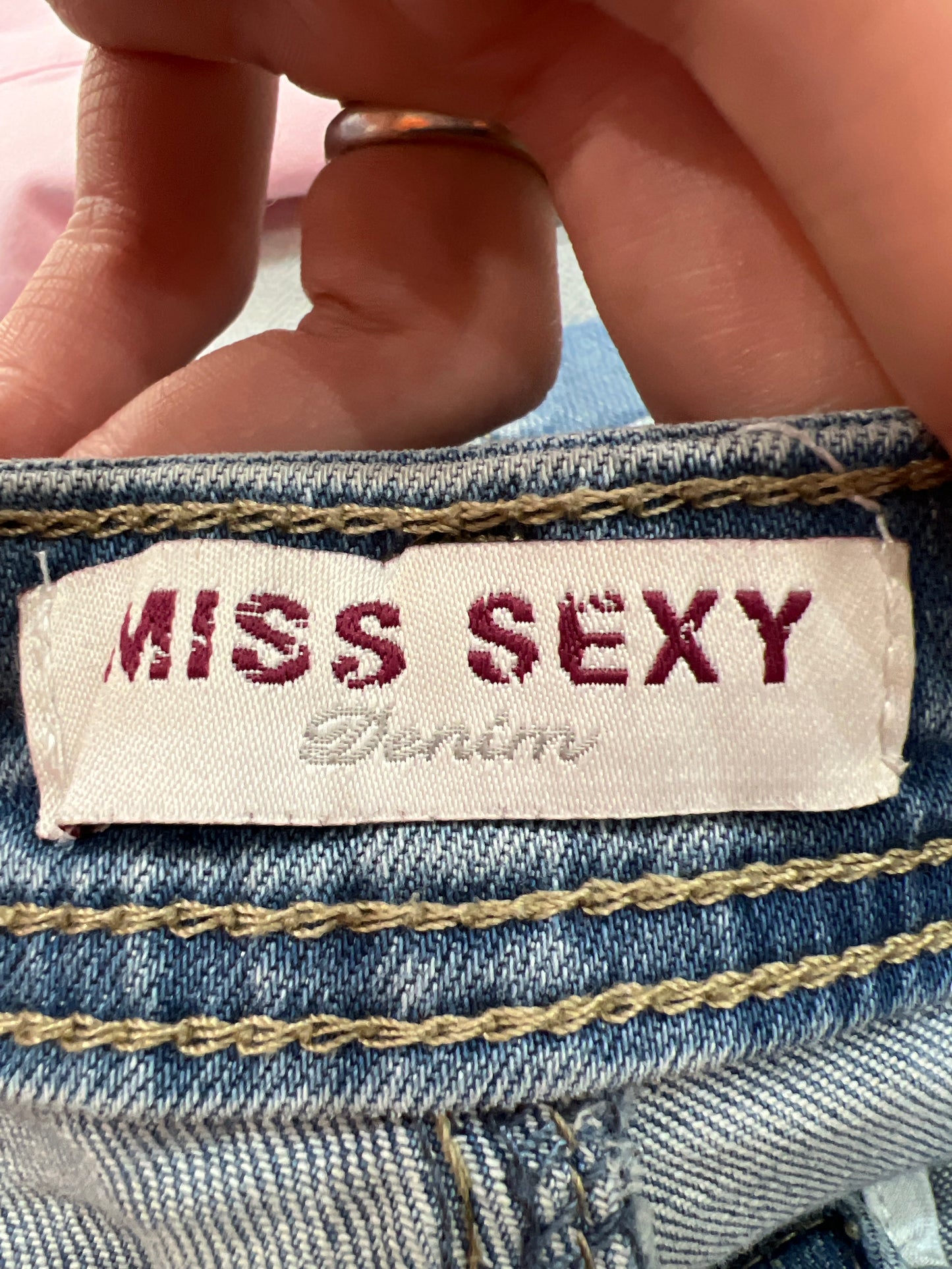 BRITISH SUMMER GIRL DROP | small light wash blue denim shorts with diamantés