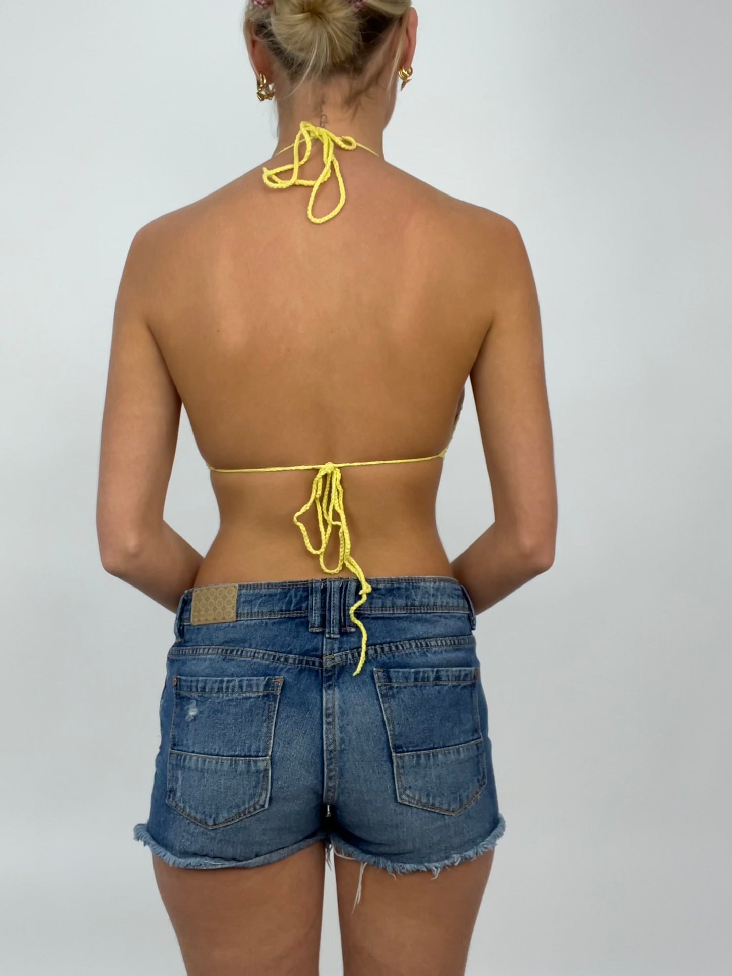 COCONUT GIRL DROP | small yellow crochet bikini top