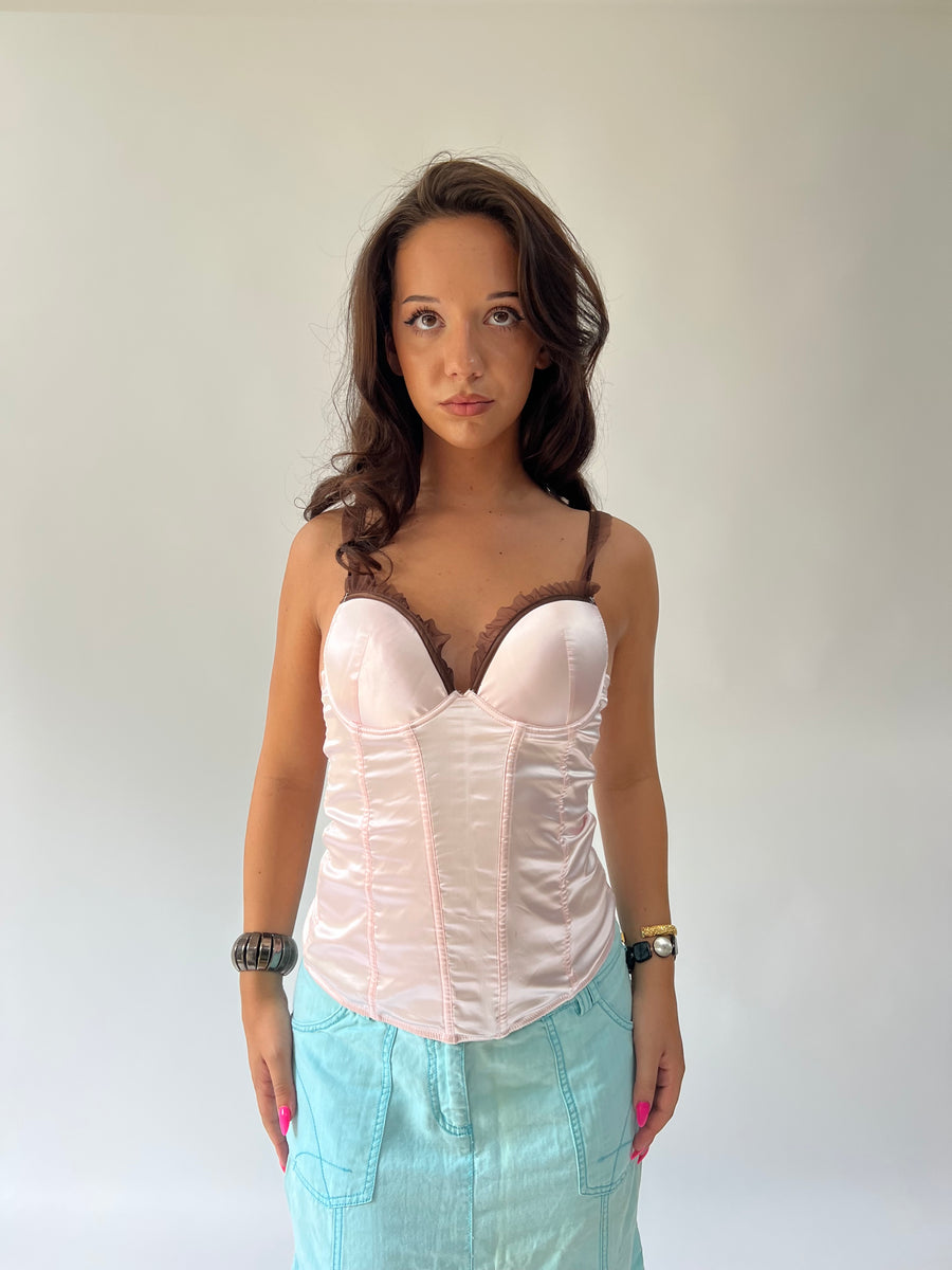 SATC drop | taille: M · couleur: rose + marron · article: corset · détails: détail