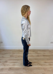 small silver metallic biker jacket