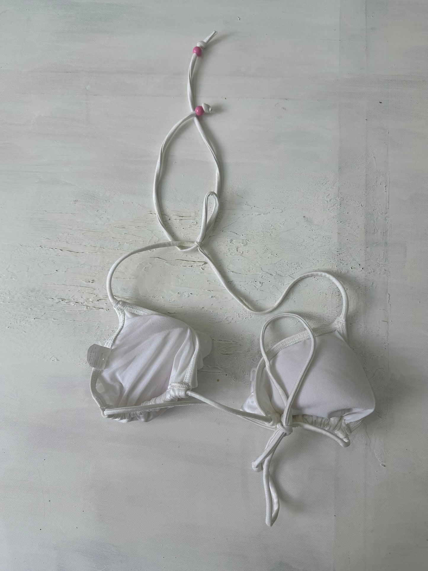 ‼️💻sailor drop | small white floral embroidered bikini top