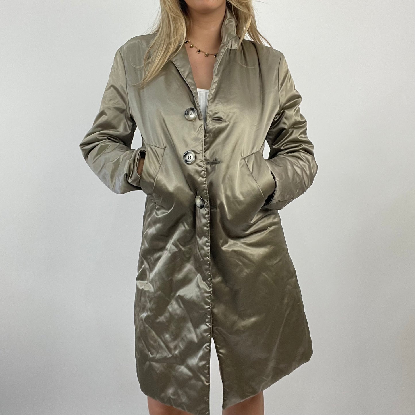 💻💚 FUTURECORE DROP | medium bronze / gold silky longline coat