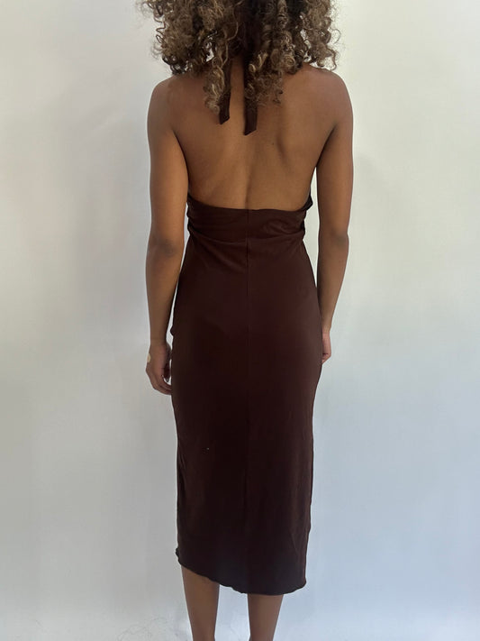beach drop | small brown halterneck midi dress
