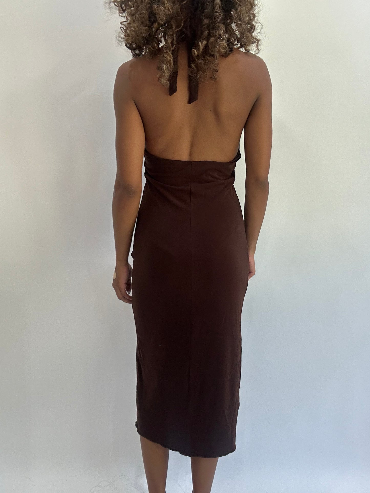 beach drop | small brown halterneck midi dress