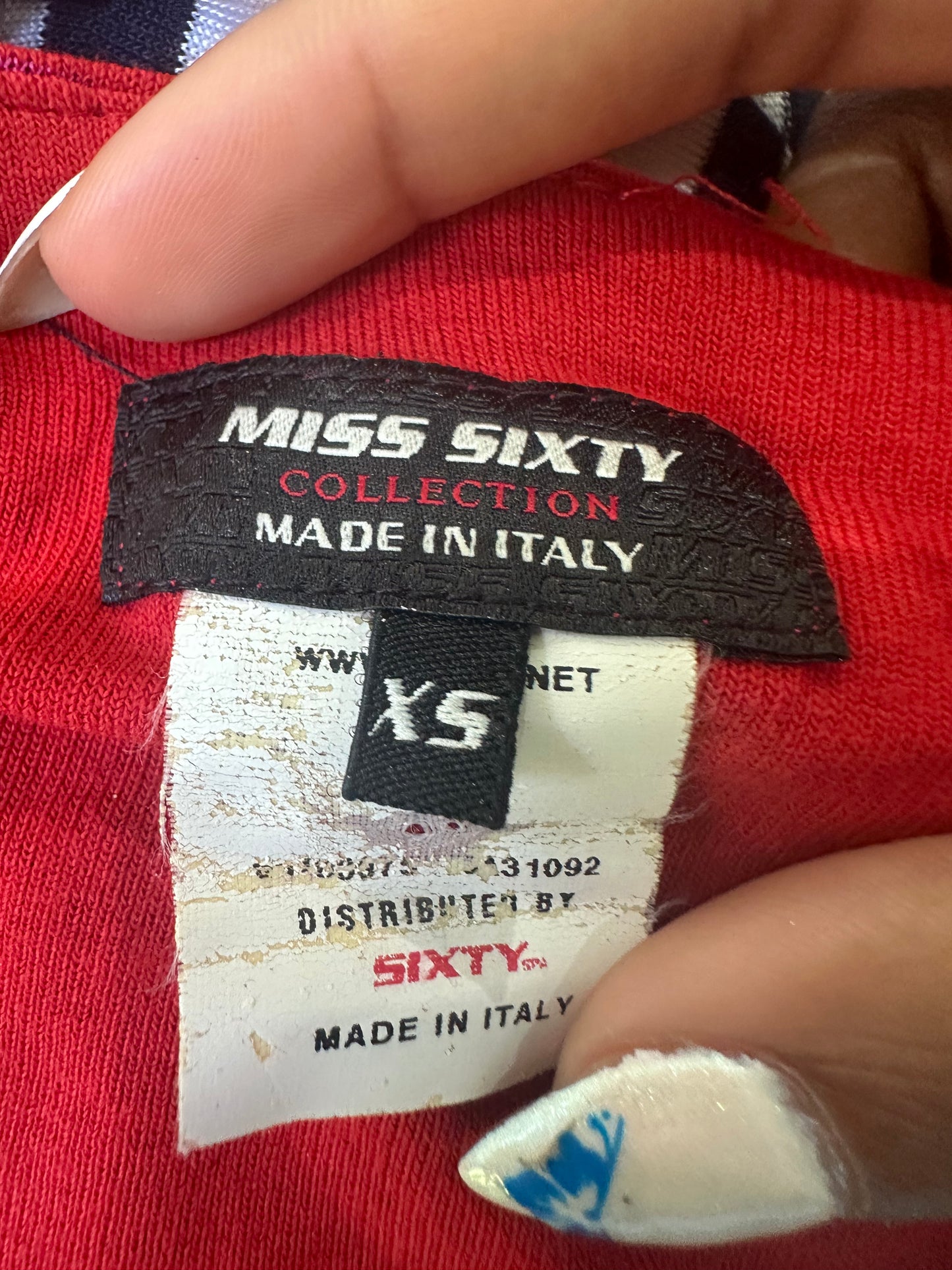 sailor drop | extra small red miss sixty striped halterneck top