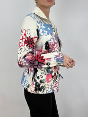 vintage edit seven | medium white and pink floral knitted jumper