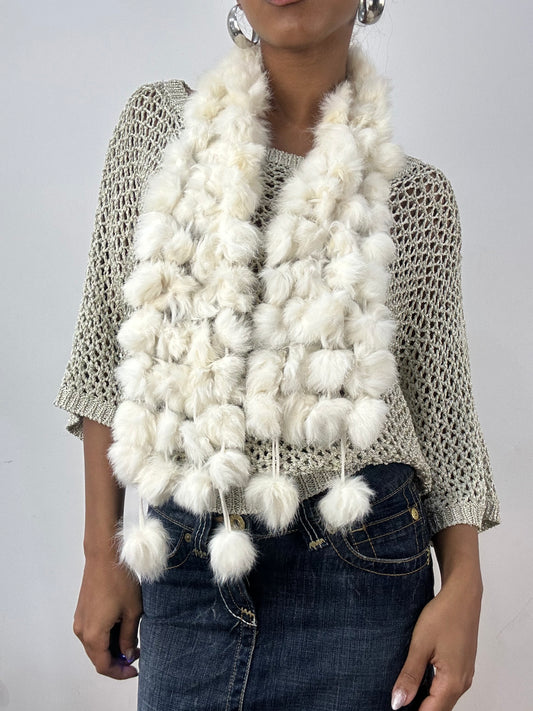BEST PICKS | white faux fur pom pom scarf
