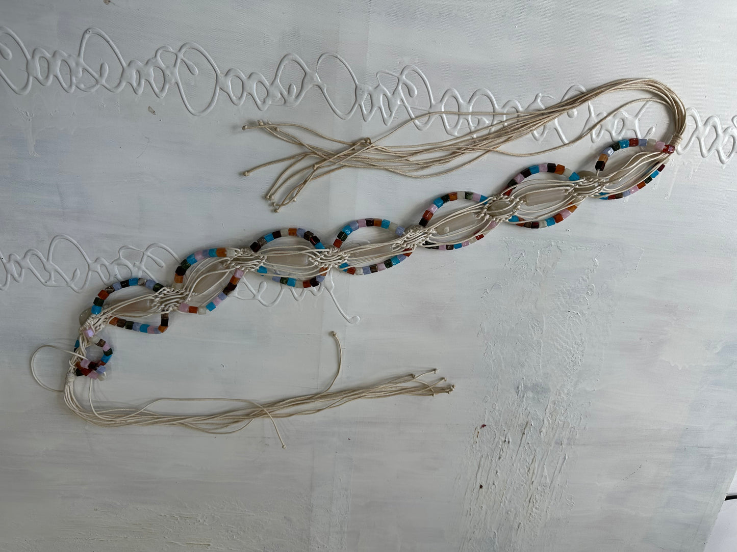 BEST PICKS | braided cream belt with mixed colour beading detail