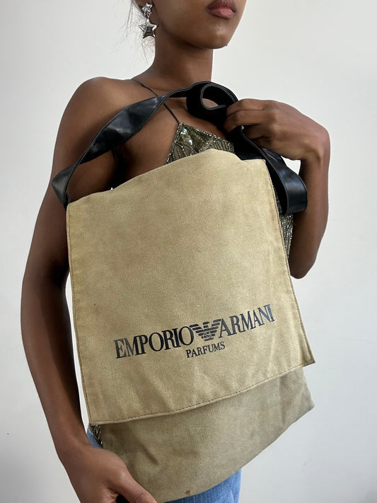 BEST PICKS | tan emporio armani woven cross body bag with logo detail