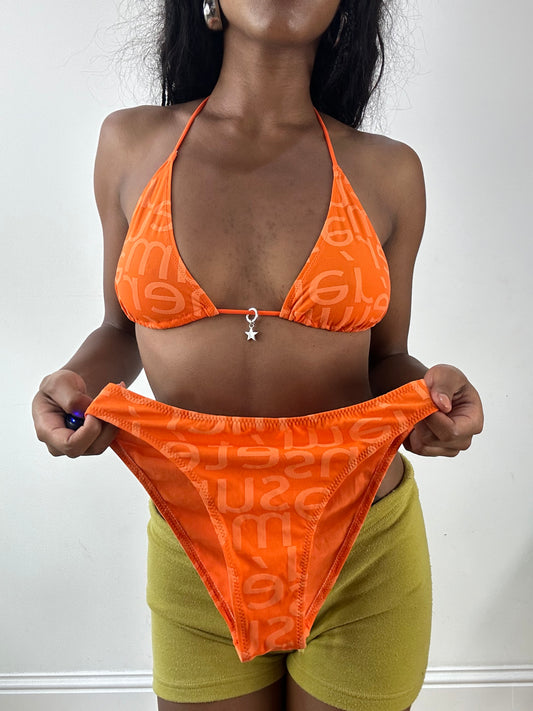 vintage edit twenty-five | small orange bikini set with 'summer' print