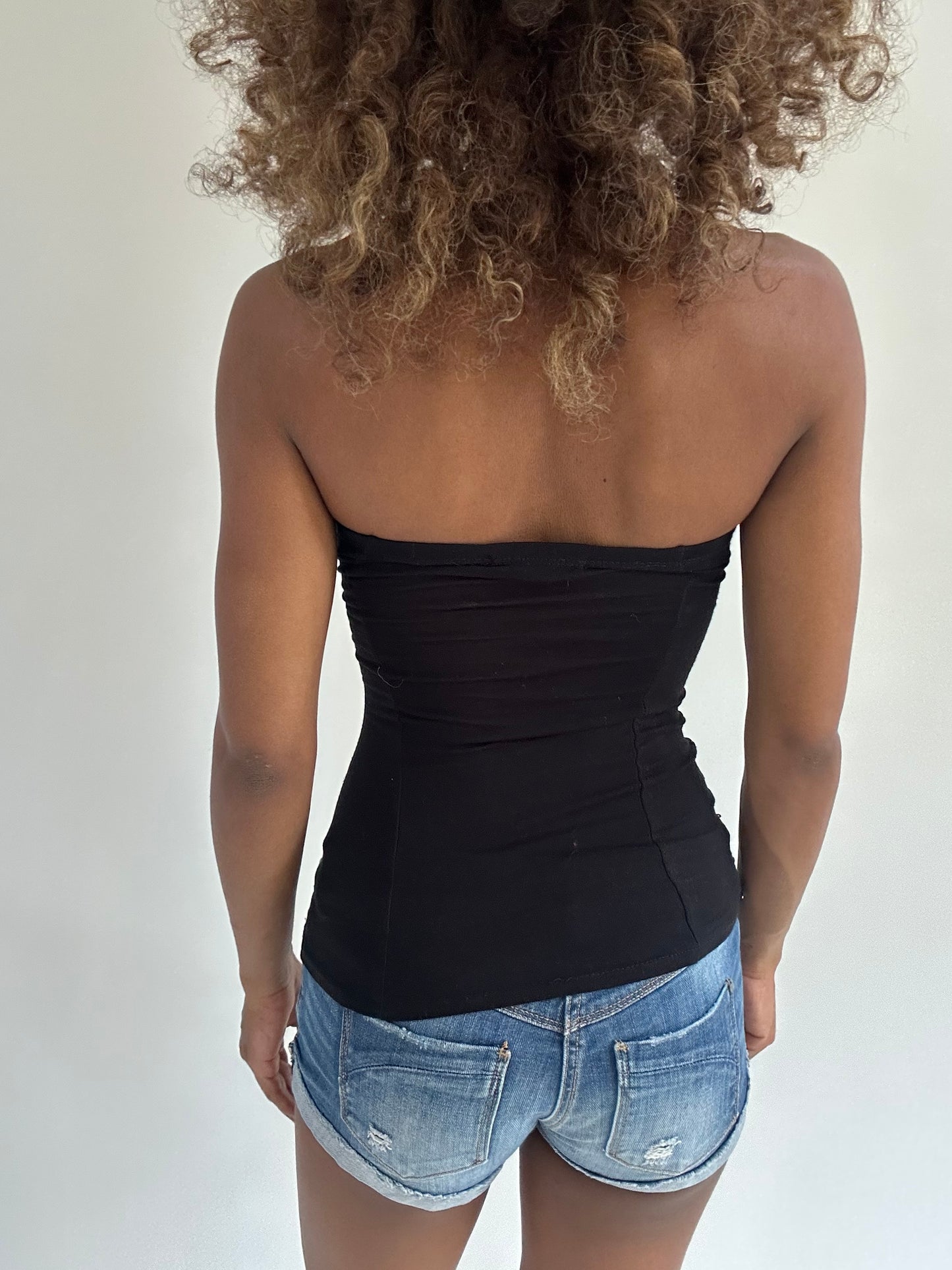 euro trash | extra small black tally weijl strapless top with sequin detail