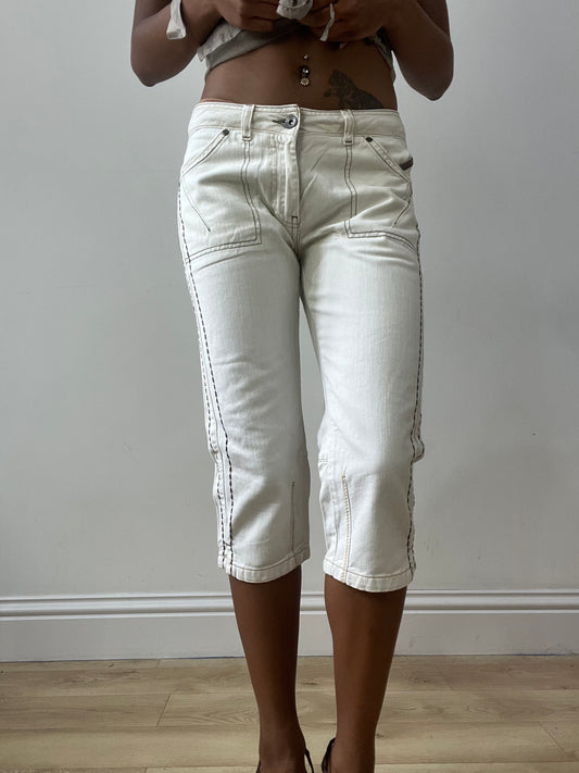 vintage edit thirty-two | small white denim cropped jeans