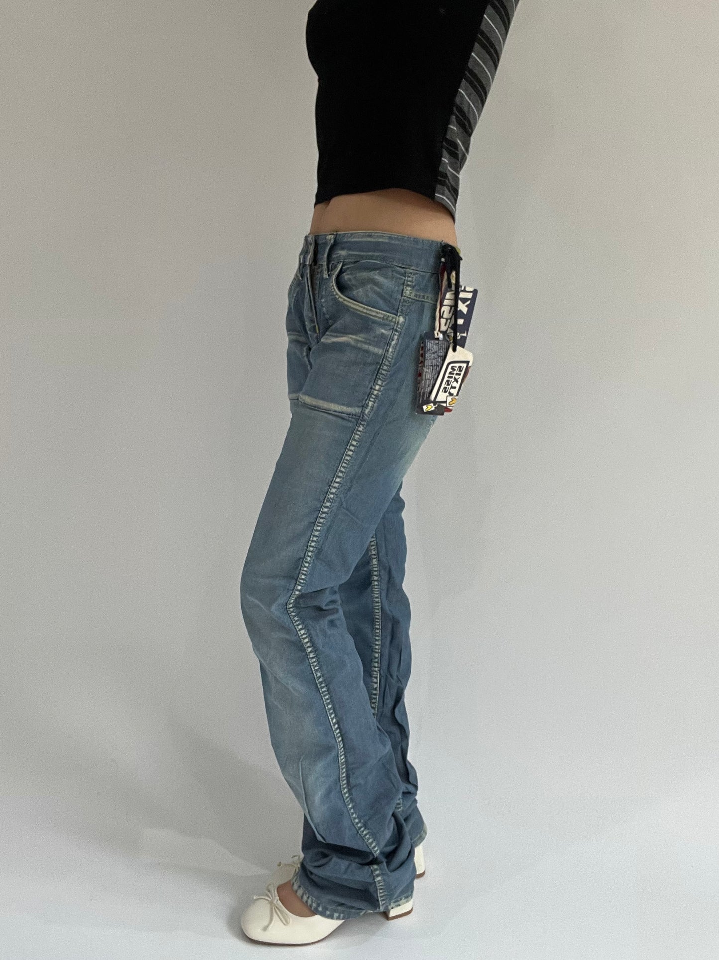 ‼️ | small light blue print detail fitted trousers
