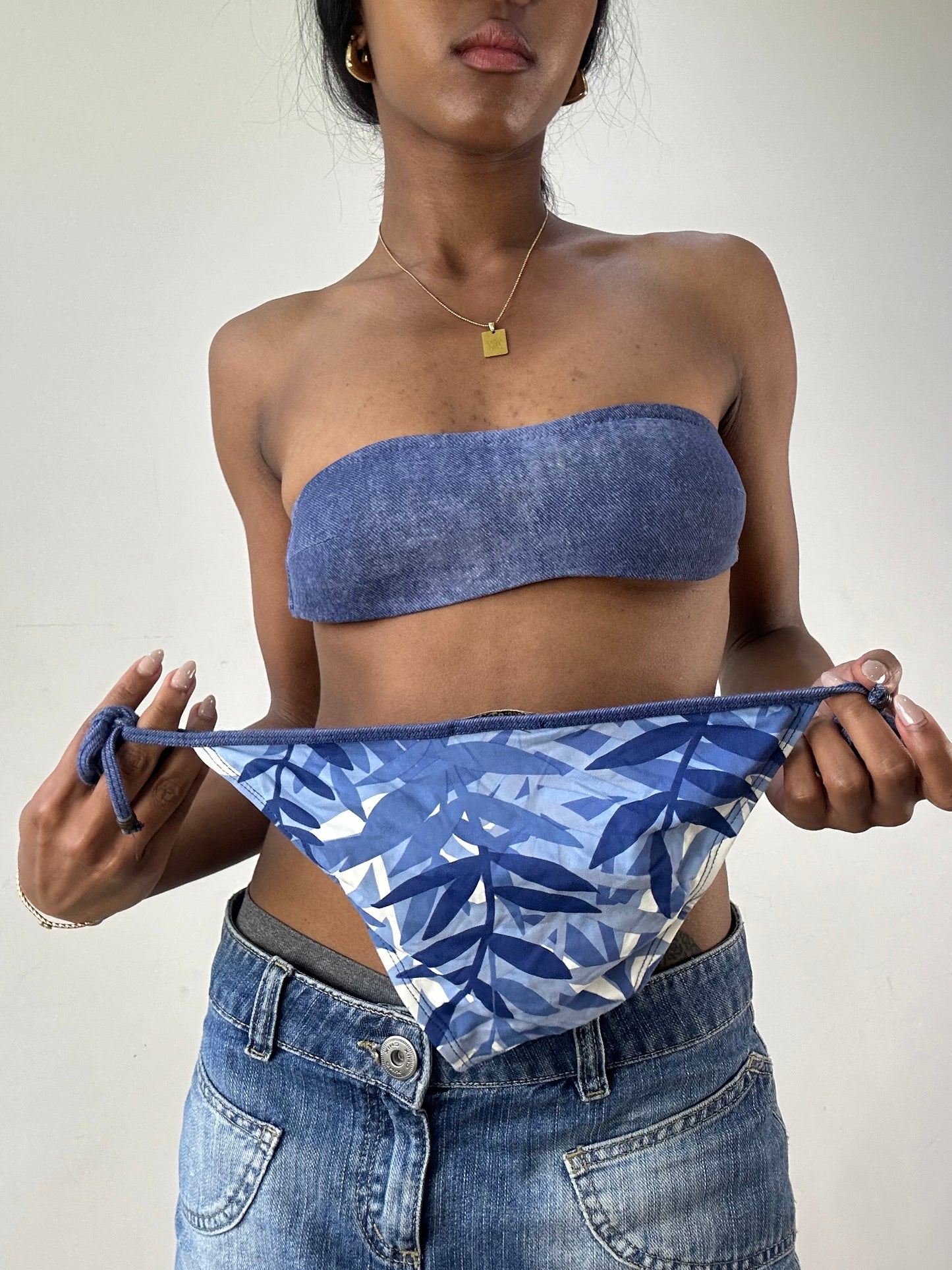 vintage edit twenty-one | small blue bandeau bikini set