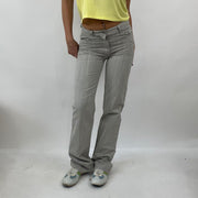💻VINTAGE GEMS DROP | taille: S · couleur: gris · article: pantalon · détails: rayures + moschino