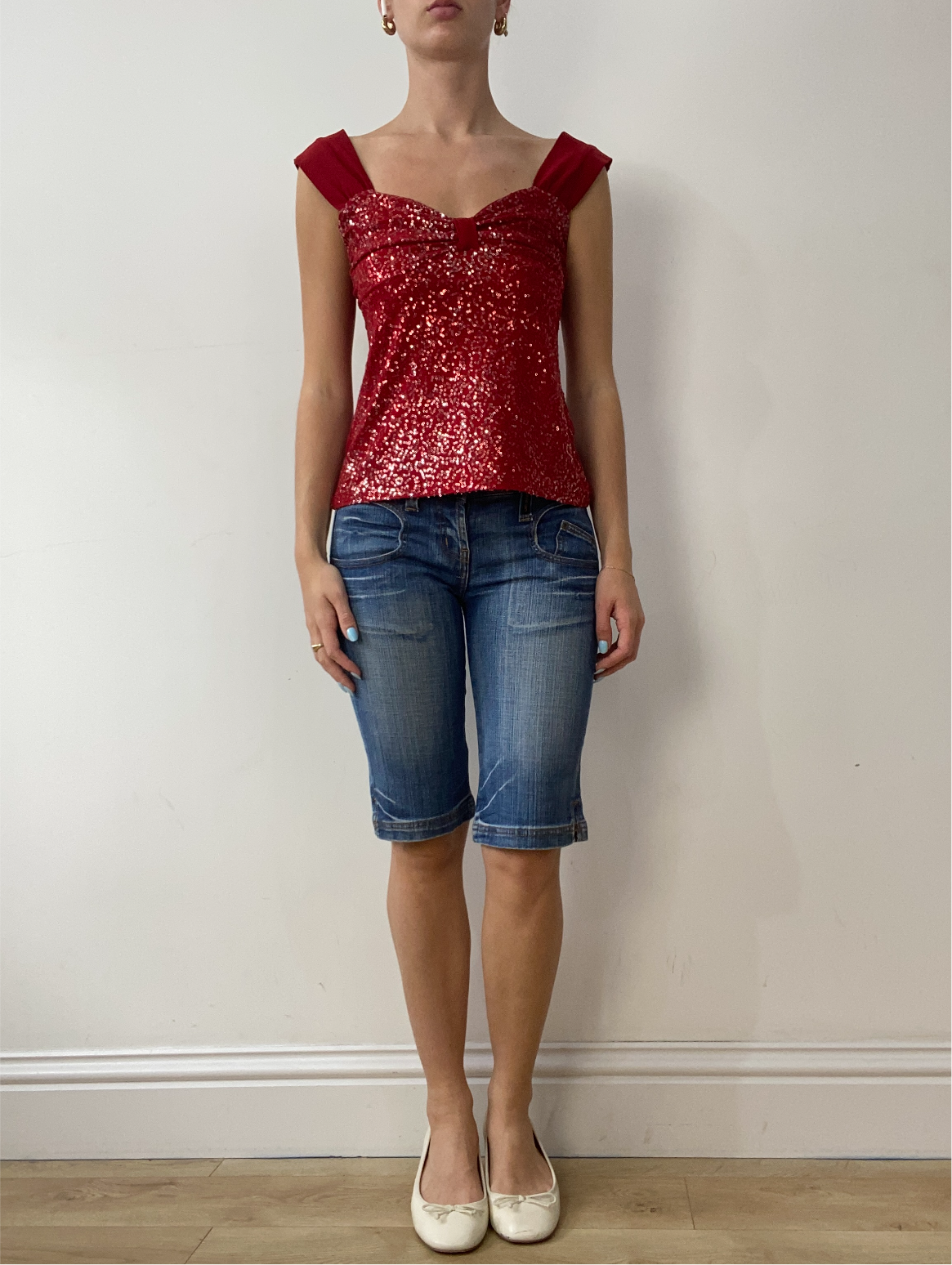 vintage edit thirty | small red sequin vest with ruched bust detail