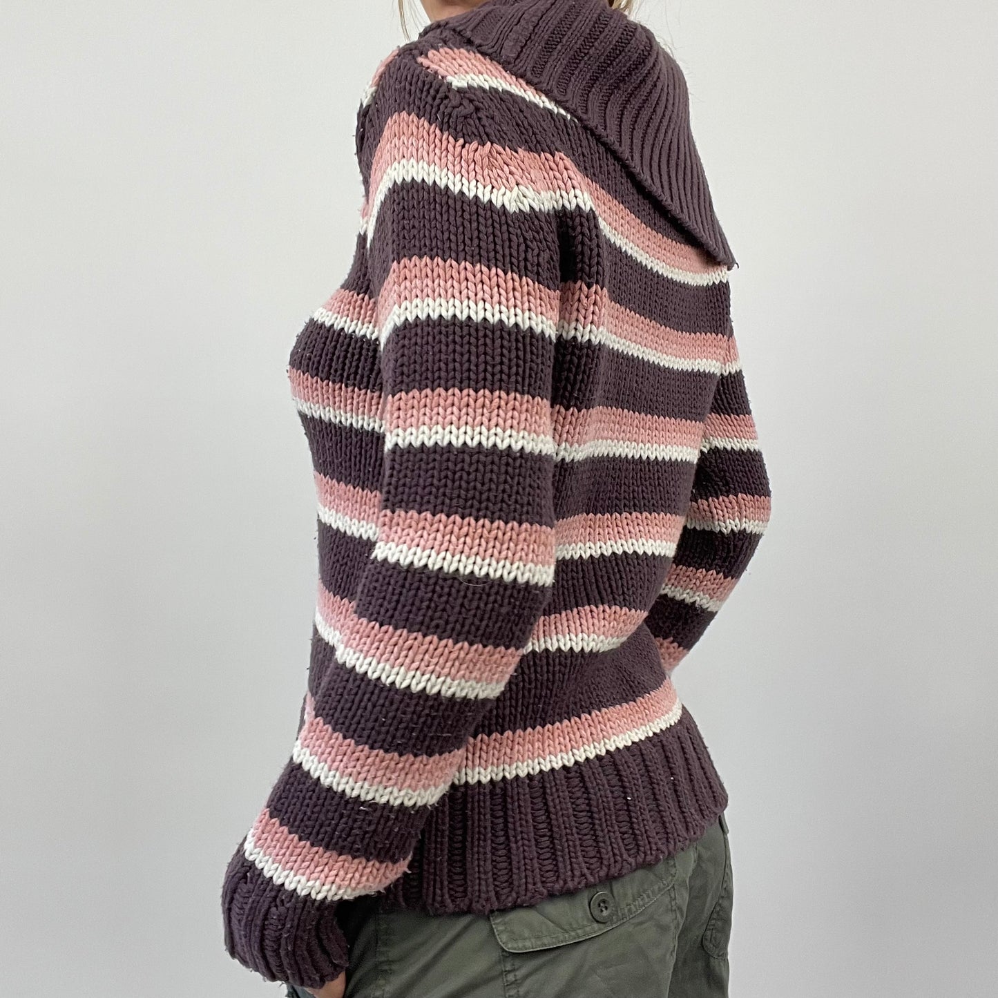 💚 💻 BEST PICKS | small purple and pink roll neck striped jumper
