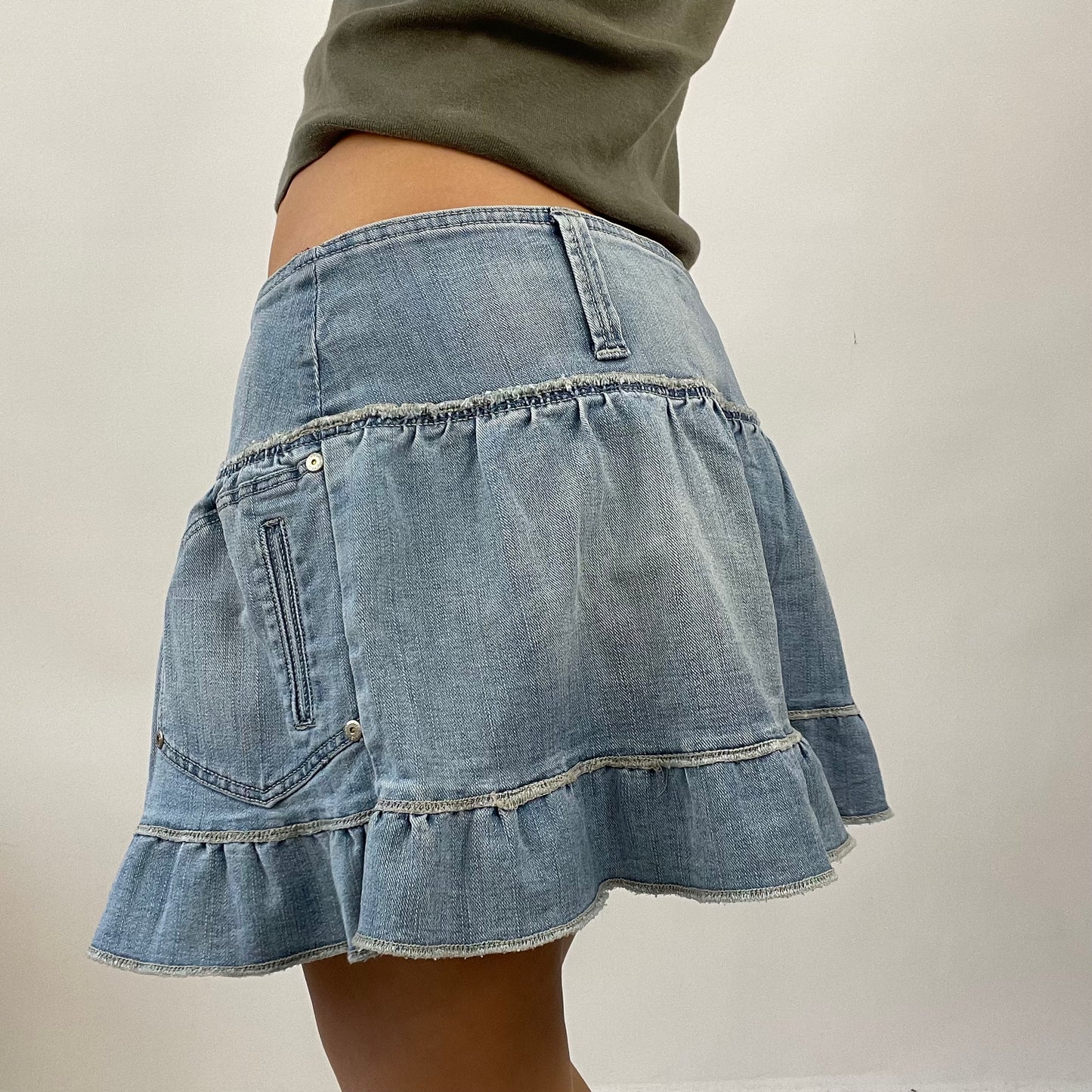 COTTAGECORE DROP | small blue mini skirt with frill bottom