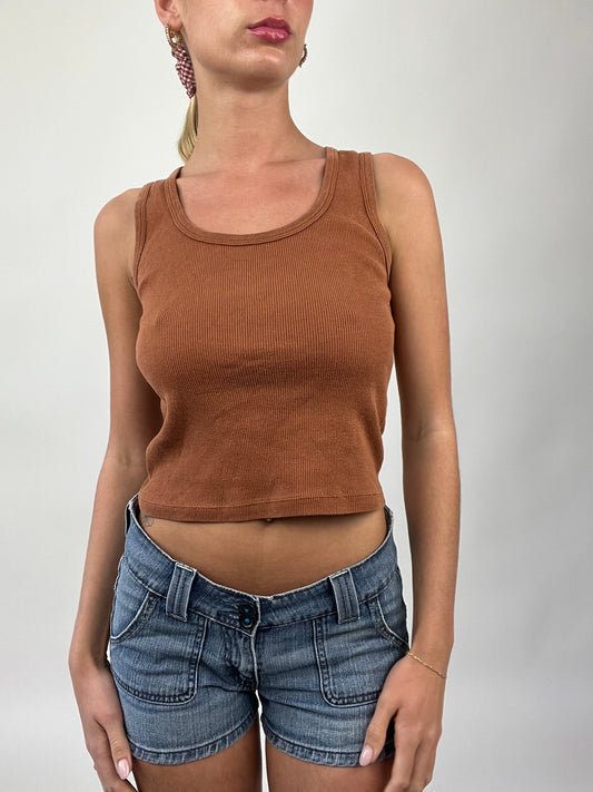 COASTAL COWGIRL DROP |small sisley brown ribbed tank top