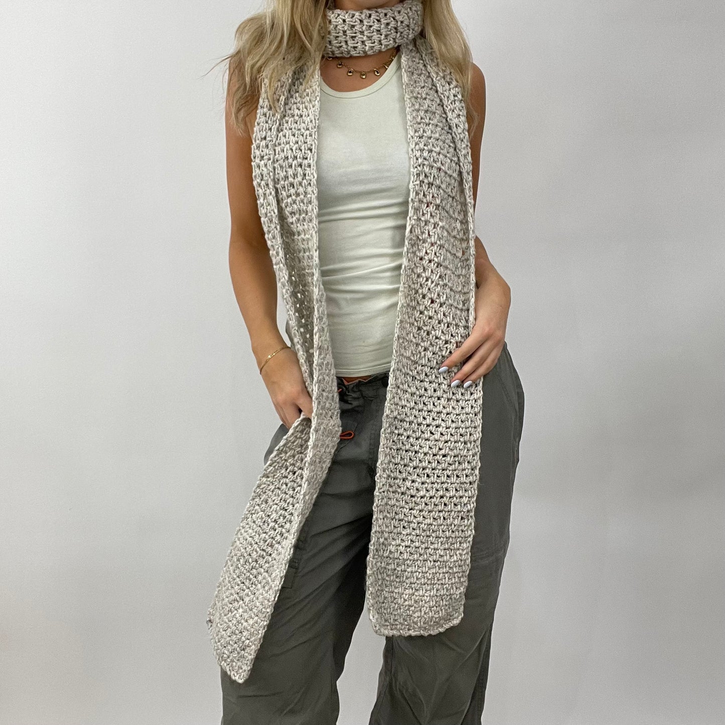 💚 GORPCORE DROP | cream chunky knit scarf