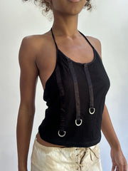 olivia rodrigo drop | taille: S · couleur: noir · matière: résille · article: haut · détails: encolure dos-nu