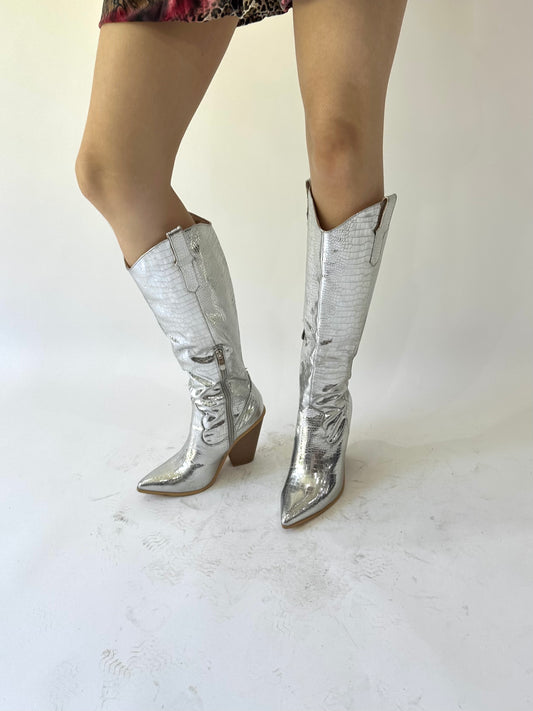 ⭐️ festival drop | UK5 silver knee high cowboy boots