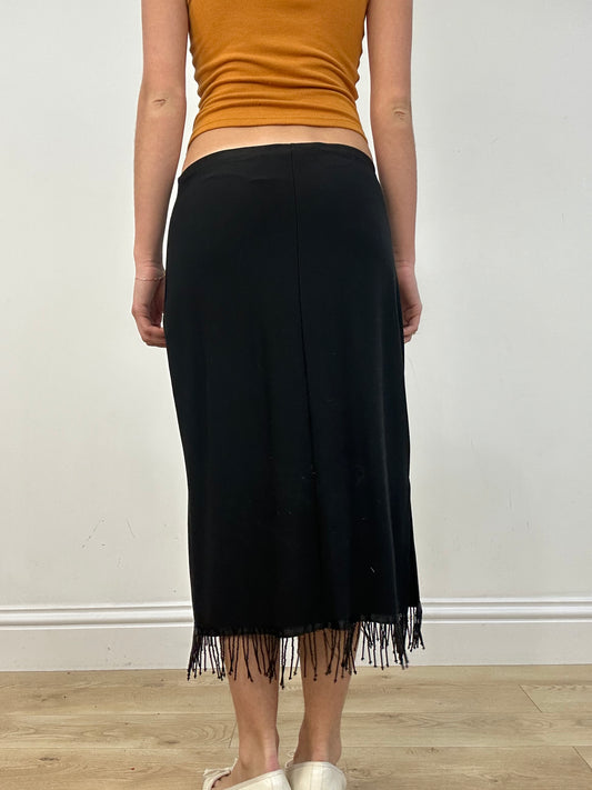 vintage edit: date night | taille: L · couleur: noir · article: jupe · détails: ancienne étiquette + longueur midi + h&m