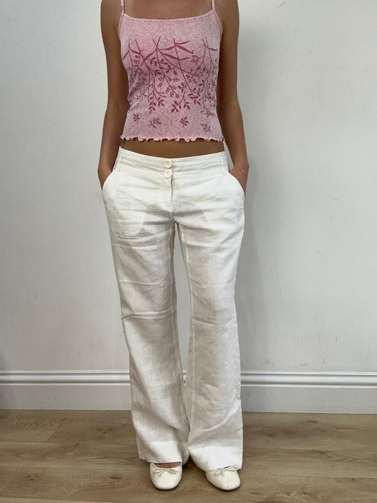 vintage edit seventeen | medium white old bershka linen trousers