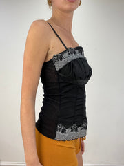vintage edit nine: part two | small black and grey ruched cami top
