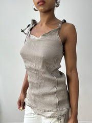 vintage edit thirty-two | small grey cami with tie up ribbon detail