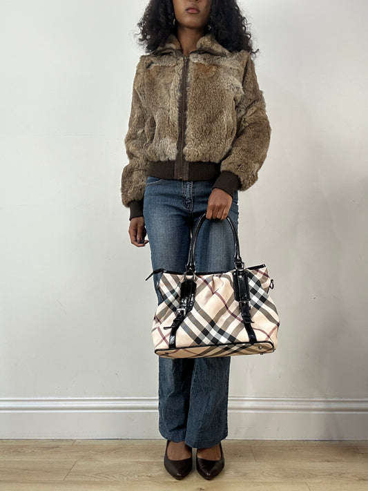 LFW edit | beige and black burberry novacheck shoulder bag