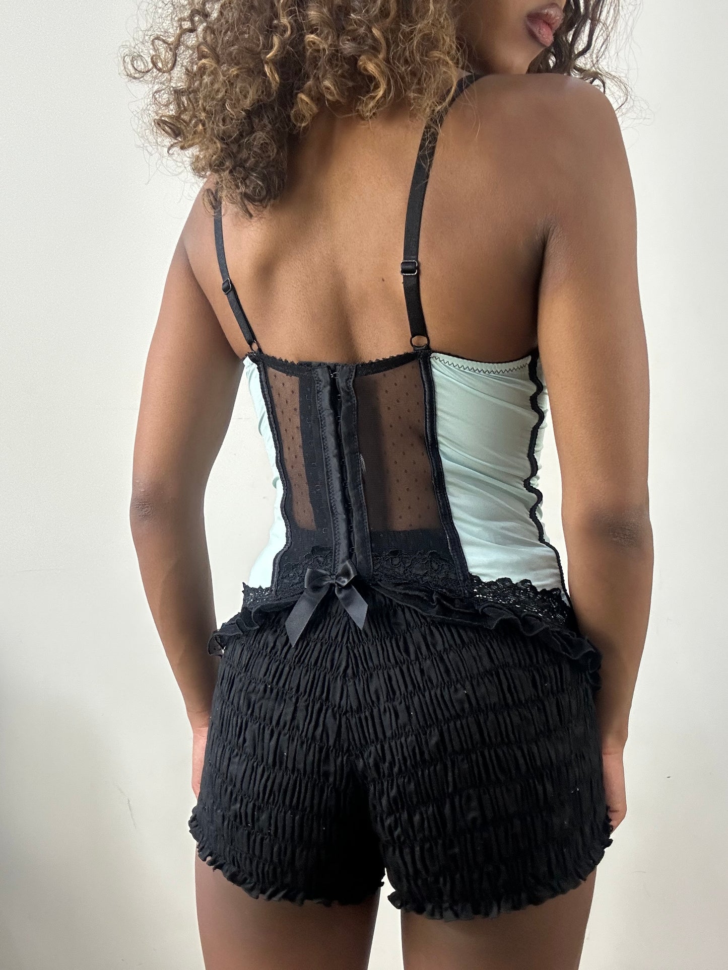 vintage edit: valentine’s day | small blue and black corset top