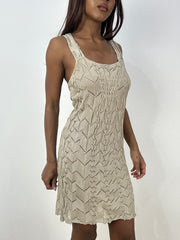 vintage edit thirty-three | small beige knit midi dress with floral detail