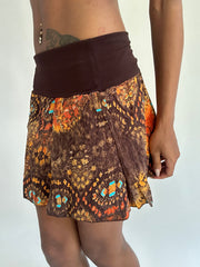 ‼️ | small brown and orange patterned mini skirt