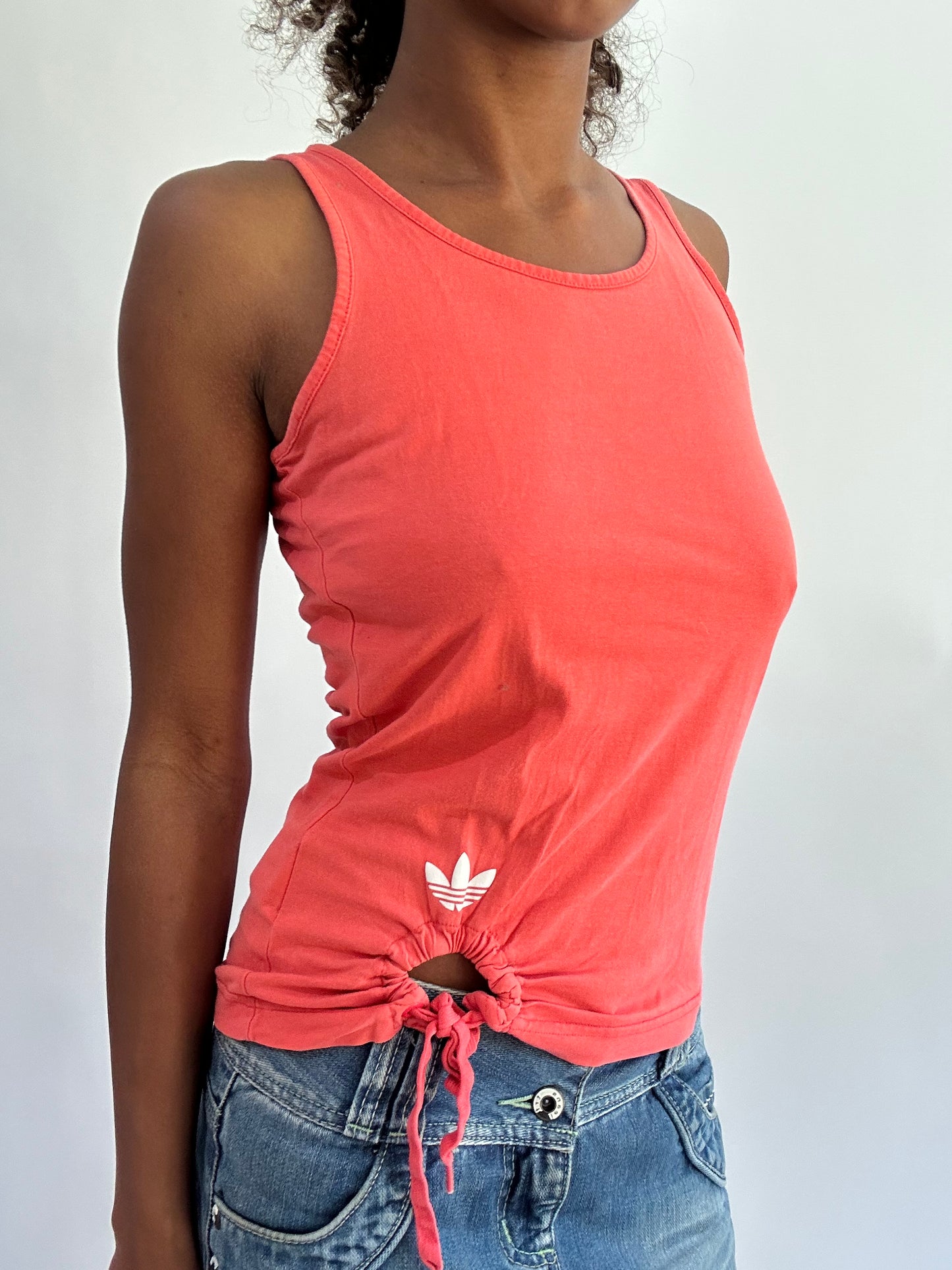 wag drop | small peach orange adidas ruched front top