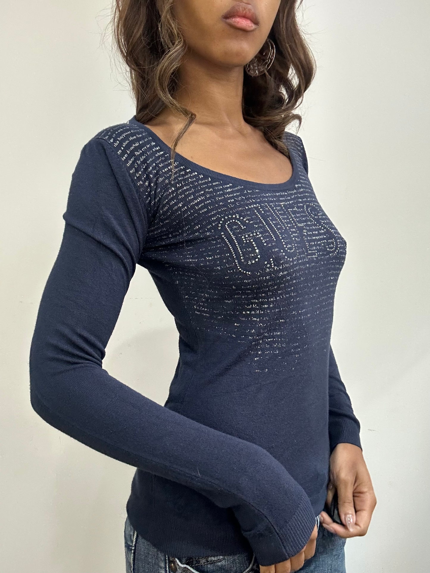 vintage edit: fashion week | extra small blue guess long sleeve top
