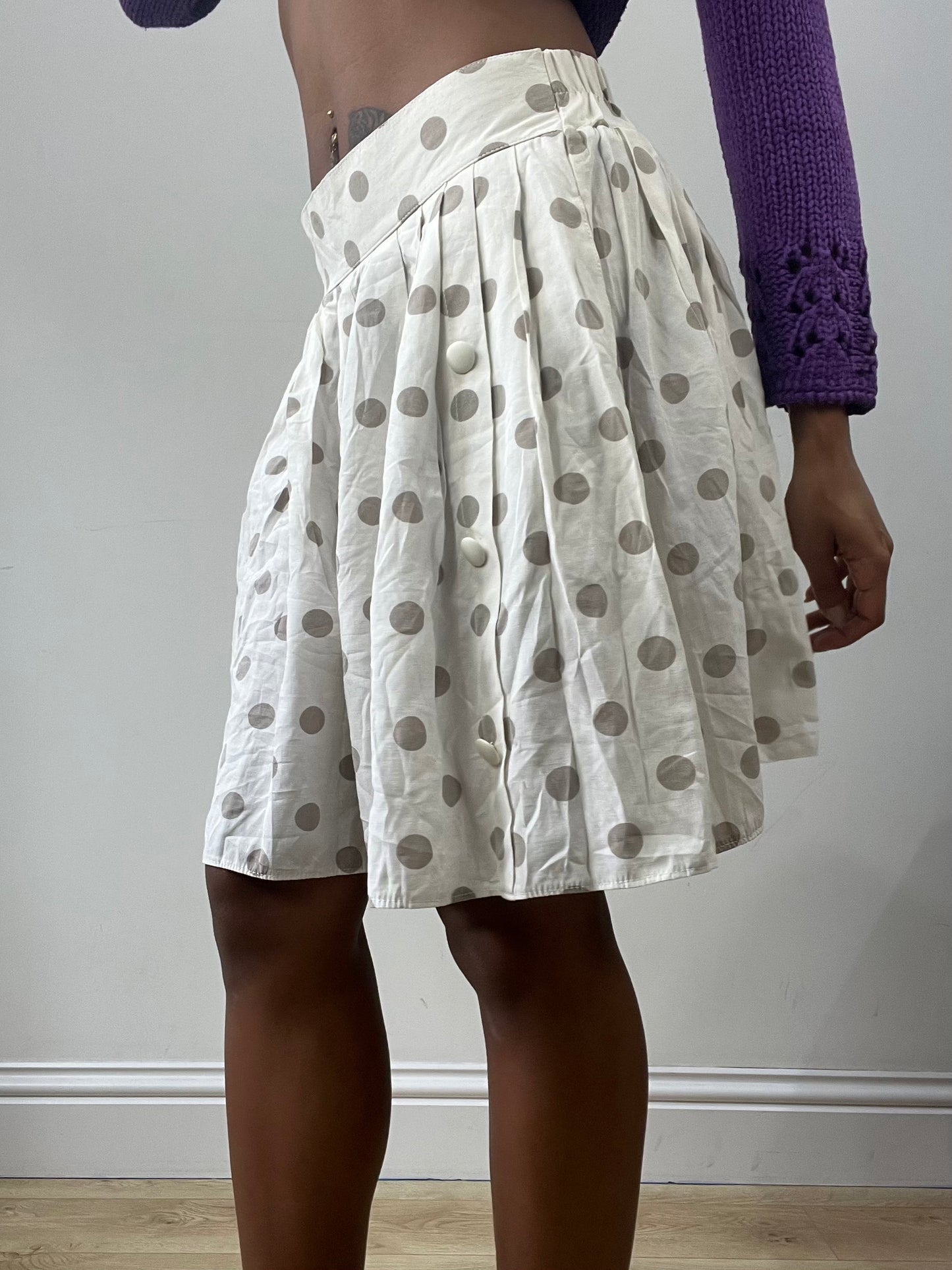 easter edit | extra small white polka dot midi skirt
