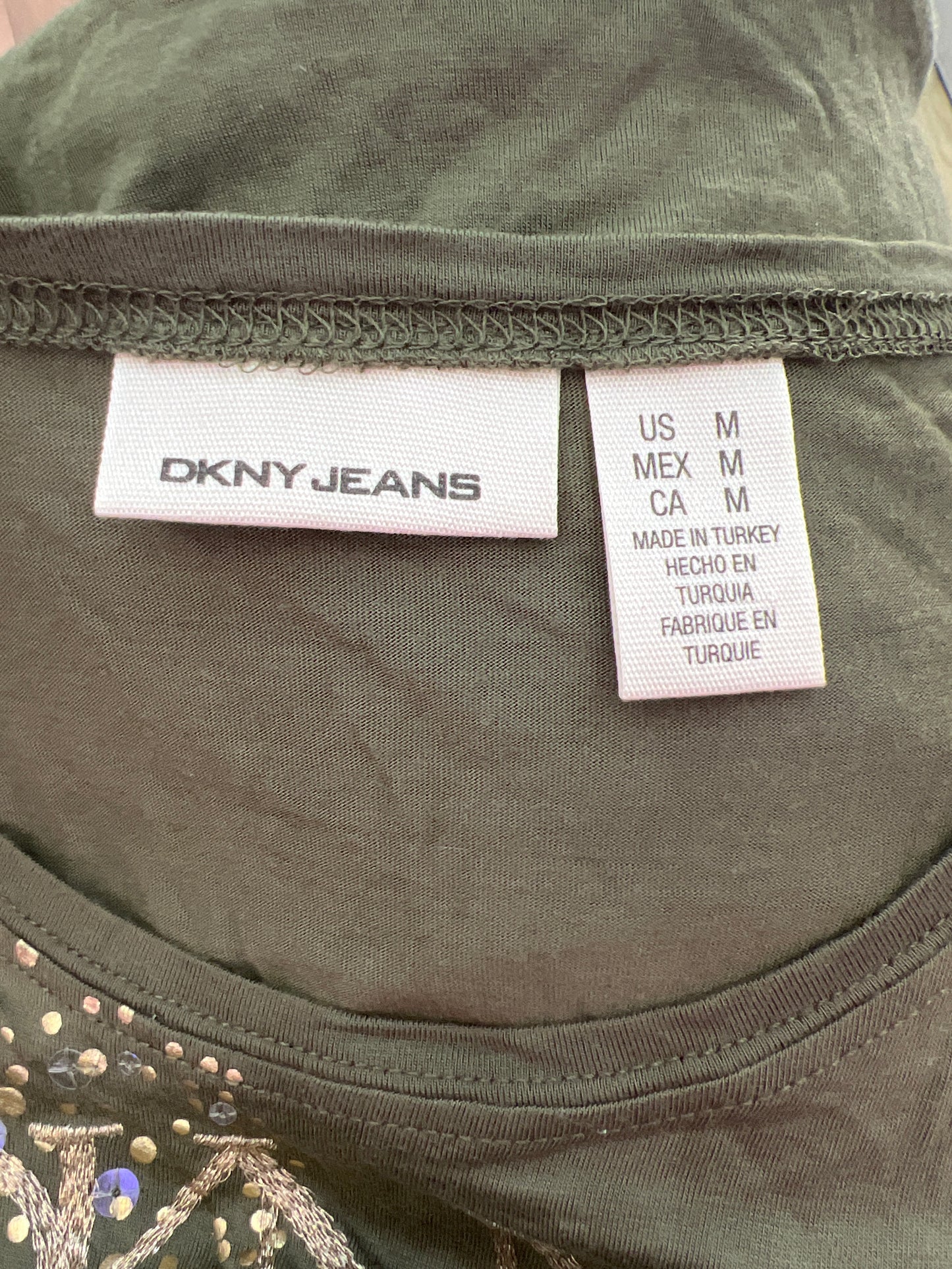 SATC drop | medium green DKNY jeans top