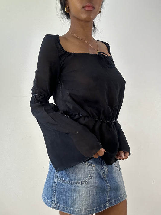 vintage edit twenty-one | small black miss sixty sheer sequin top
