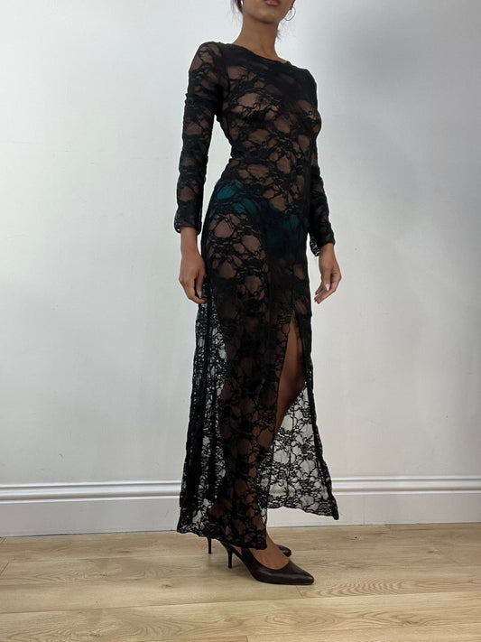 BEST PICKS | small black sheer lace maxi dress