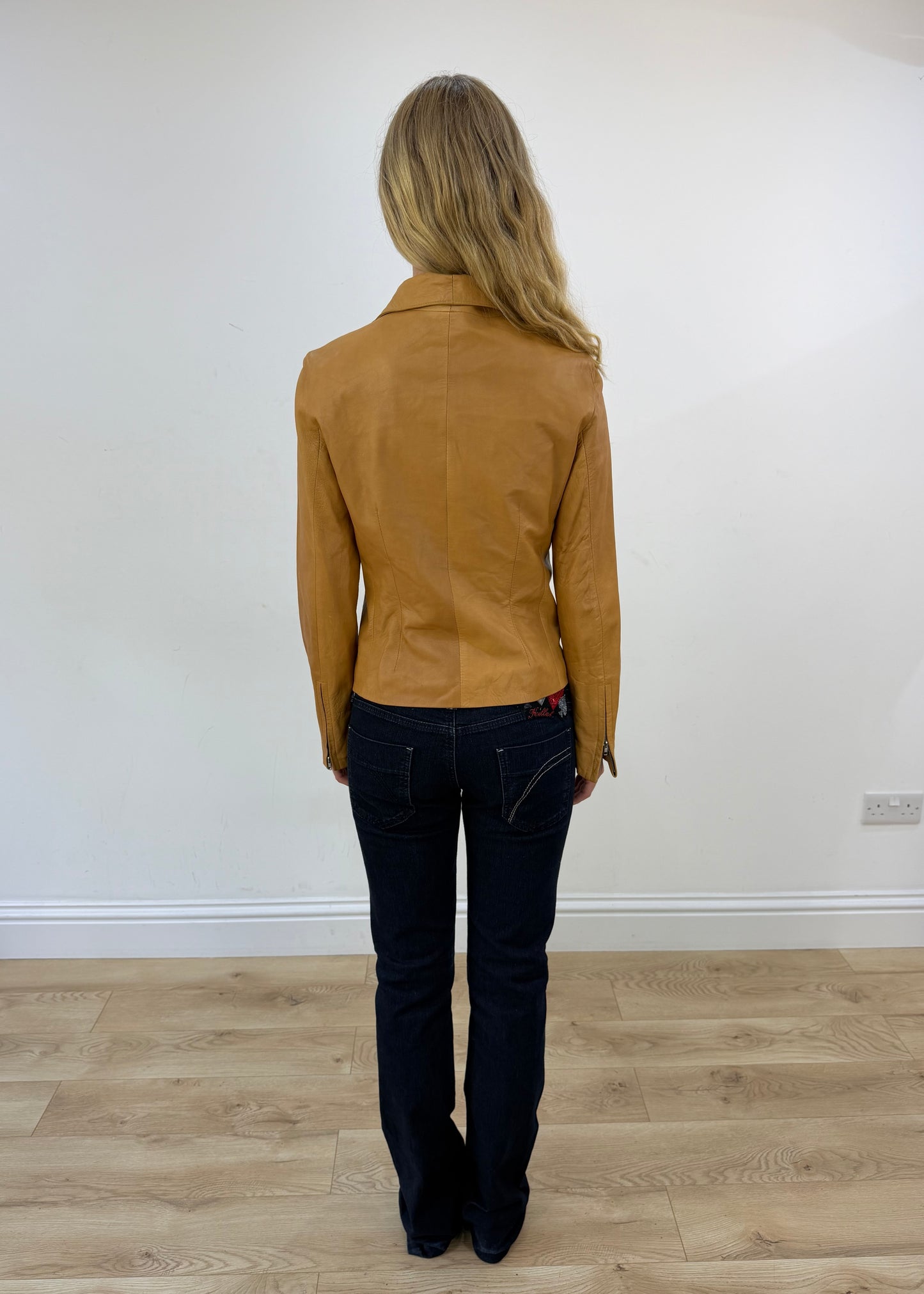 small tan faux leather jacket