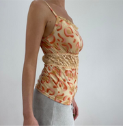 💻‼️small orange cheetah animal print vest with lace detail