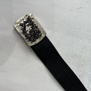 💻 GENERAL | 均码 黑色 nylon 腰带 配 银色 珠饰 搭扣
