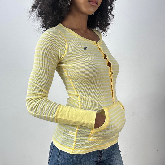 💻 RACHEL GREEN | extra small yellow and white abercrombie and fitch long sleeve top