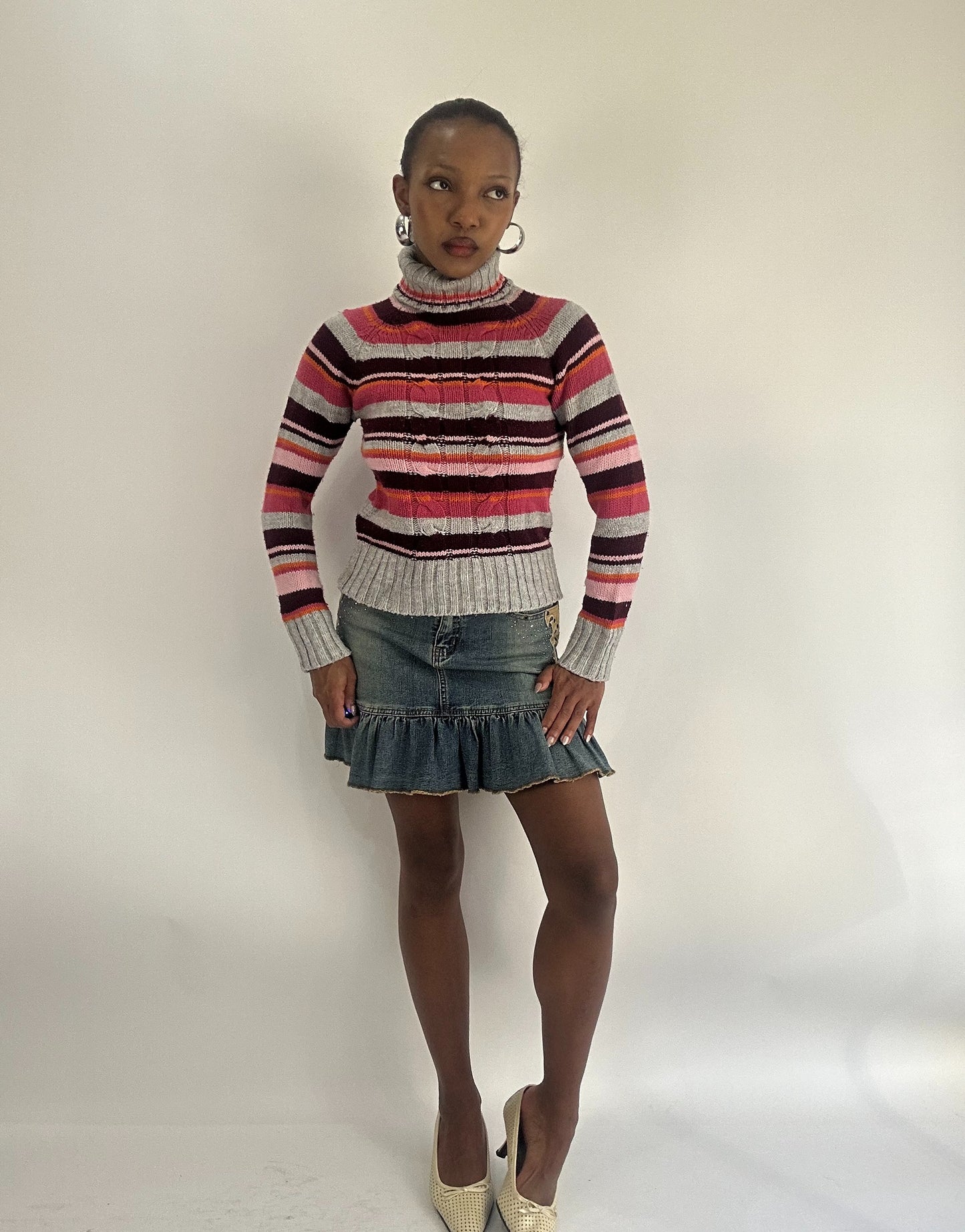 AUTUMN FAVOURITES | extra small pink and grey fishbone knitted jumper