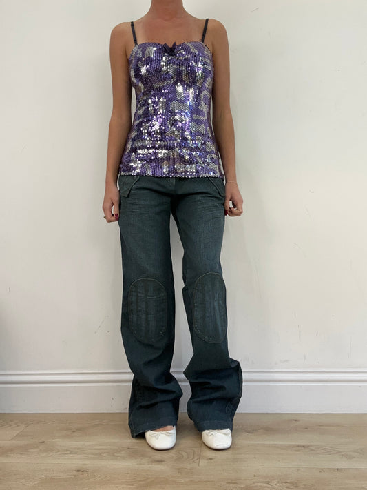 vintage edit thirteen | medium dark wash grey and blue jeans