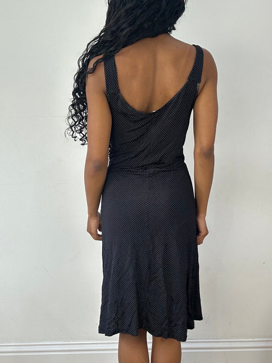 💻💚vintage edit twenty-three | medium black motivi midi dress with polka dot print